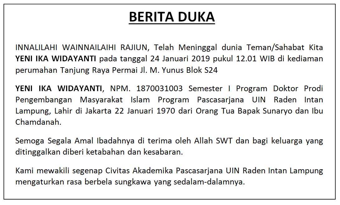 Detail Contoh Surat Berita Duka Nomer 5