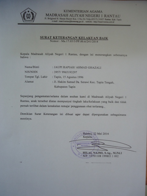 Detail Contoh Surat Berkelakuan Baik Dari Sekolah Nomer 21