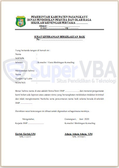 Detail Contoh Surat Berkelakuan Baik Dari Sekolah Nomer 22