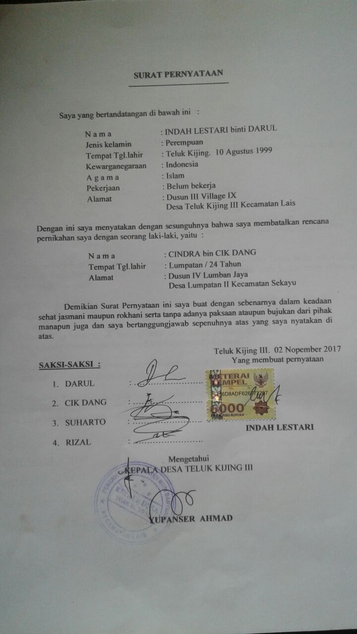 Detail Contoh Surat Bermaterai Nomer 7