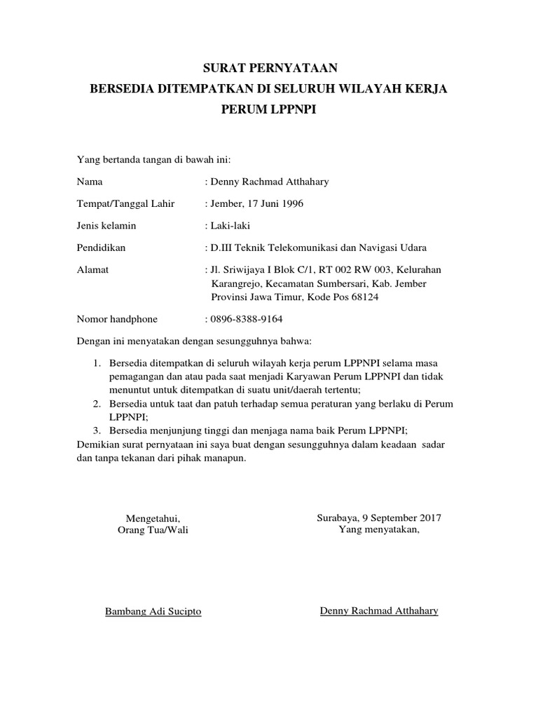 Detail Contoh Surat Bersedia Ditempatkan Dimana Saja Nomer 33