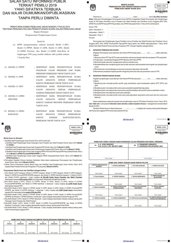 Detail Contoh Surat C1 Pemilu Nomer 8