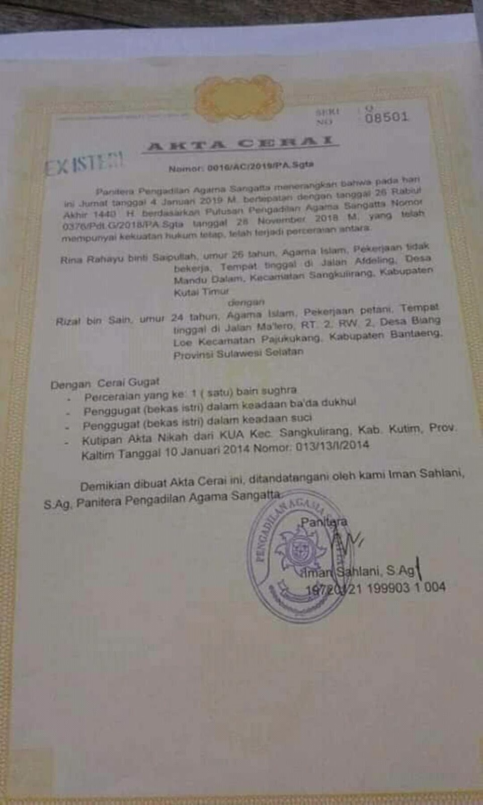 Detail Contoh Surat Cerai Asli Nomer 12