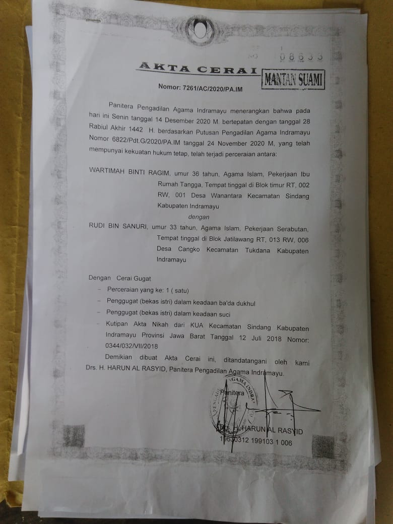 Detail Contoh Surat Cerai Asli Nomer 24