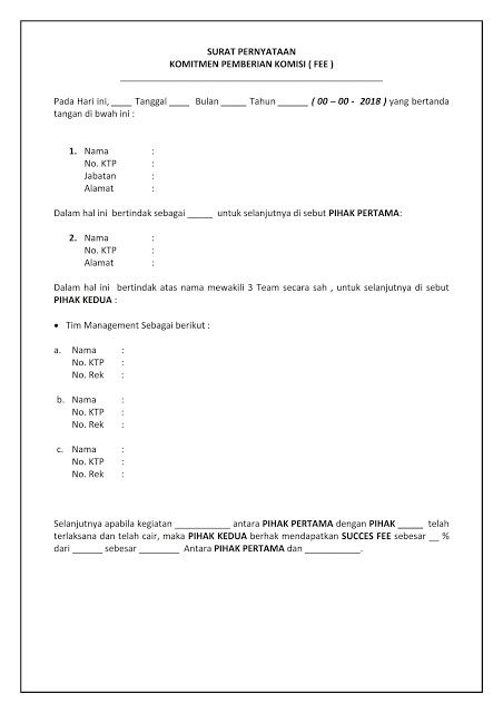 Detail Contoh Surat Commitment Fee Nomer 3