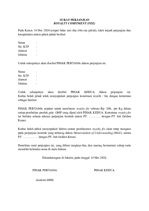 Detail Contoh Surat Commitment Fee Nomer 27