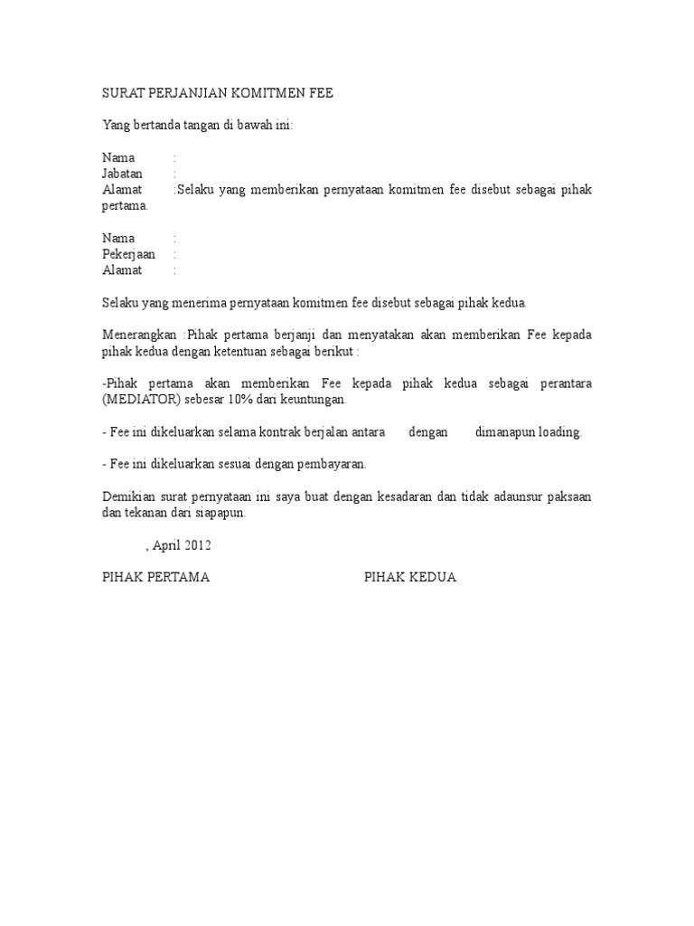 Detail Contoh Surat Commitment Fee Nomer 7