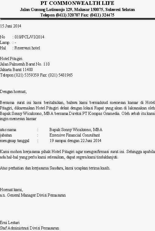 Detail Contoh Surat Confirmation Letter Hotel Nomer 15