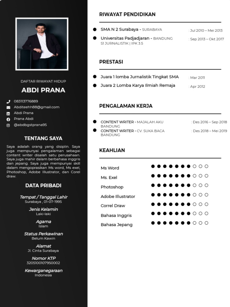 Detail Contoh Surat Curriculum Vitae Nomer 37