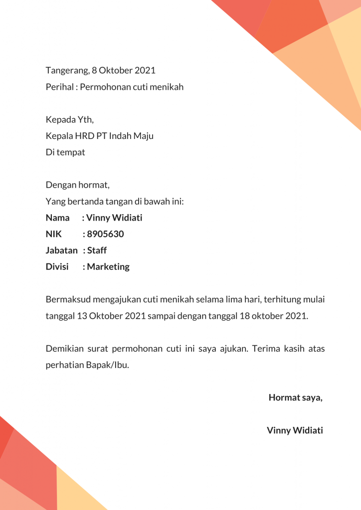 Detail Contoh Surat Cuti Bersalin Nomer 27