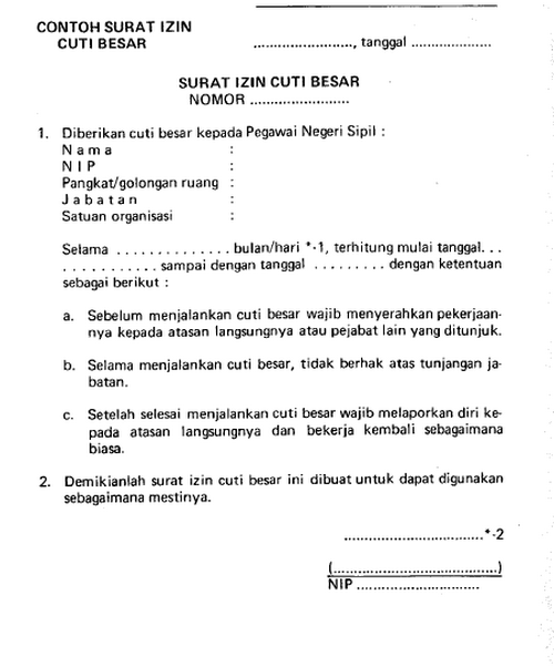 Contoh Surat Cuti Besar - KibrisPDR