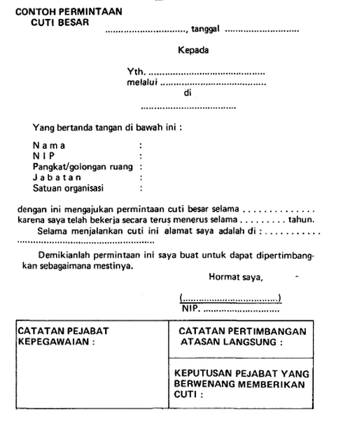 Detail Contoh Surat Cuti Besar Nomer 2