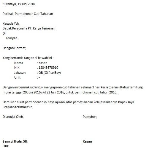 Detail Contoh Surat Cuti Karyawan Nomer 17