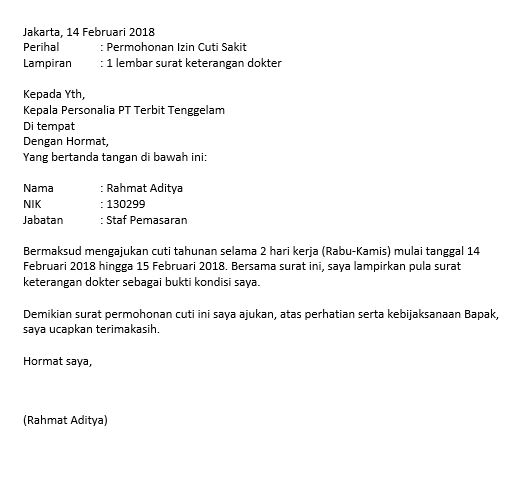 Detail Contoh Surat Cuti Karyawan Nomer 4