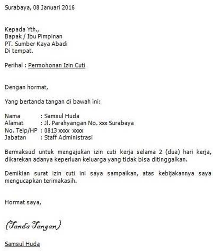 Detail Contoh Surat Cuti Karyawan Nomer 5