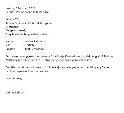 Detail Contoh Surat Cuti Kerja Nomer 16