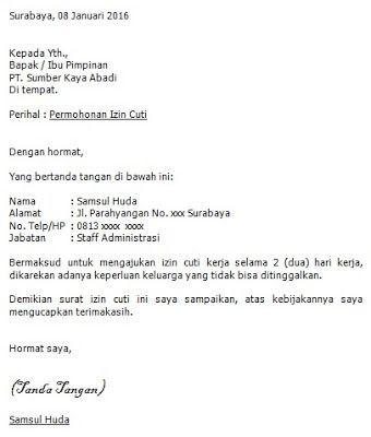 Detail Contoh Surat Cuti Kerja Nomer 10