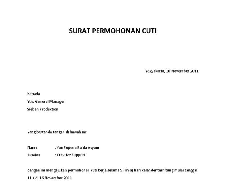 Detail Contoh Surat Cuti Lebaran Nomer 10