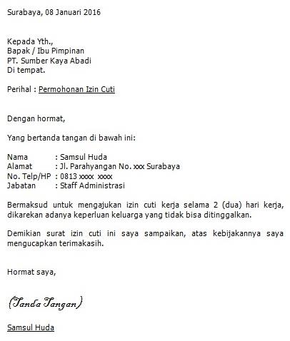 Detail Contoh Surat Cuti Pegawai Nomer 24