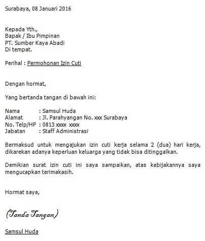 Detail Contoh Surat Cuti Pns Nomer 29