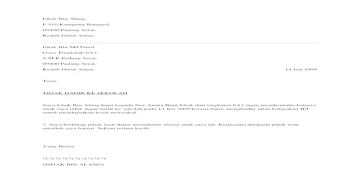 Detail Contoh Surat Cuti Sekolah Nomer 39