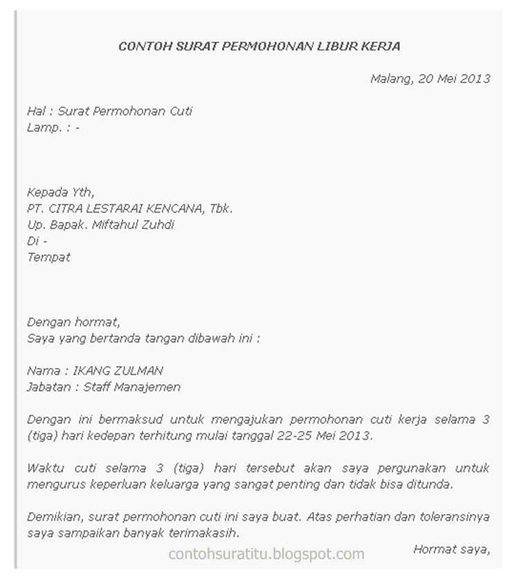 Detail Contoh Surat Cuti Tahunan Nomer 37