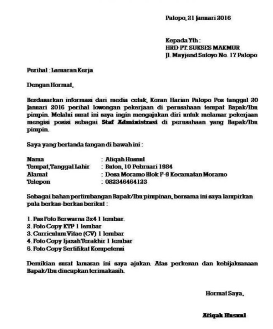 Detail Contoh Surat Cv Kerja Nomer 54