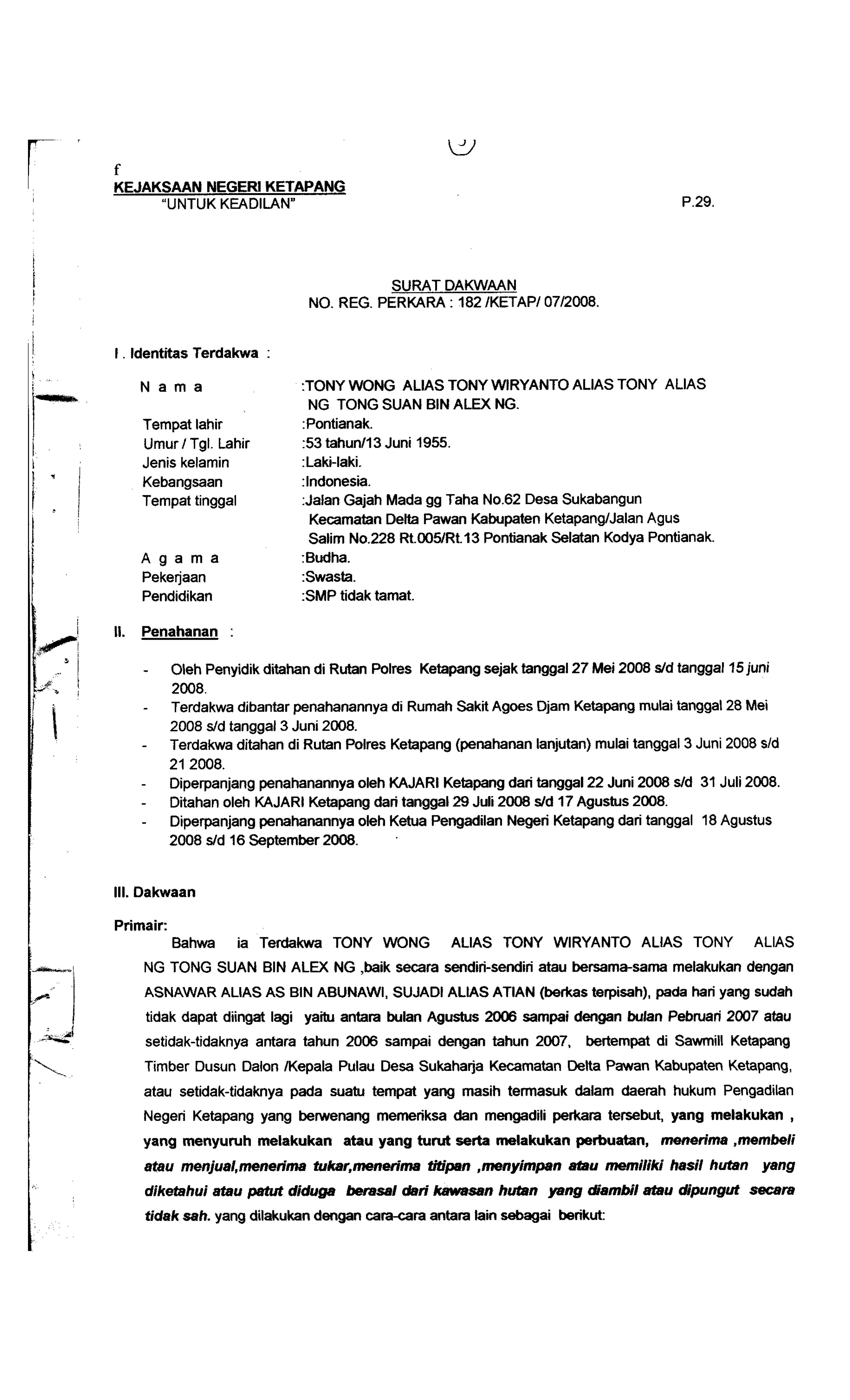 Detail Contoh Surat Dakwaan Kasus Pembunuhan Nomer 16