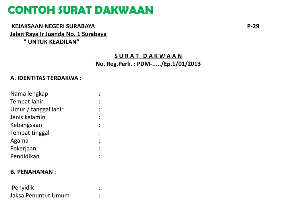 Detail Contoh Surat Dakwaan Kasus Pembunuhan Nomer 27