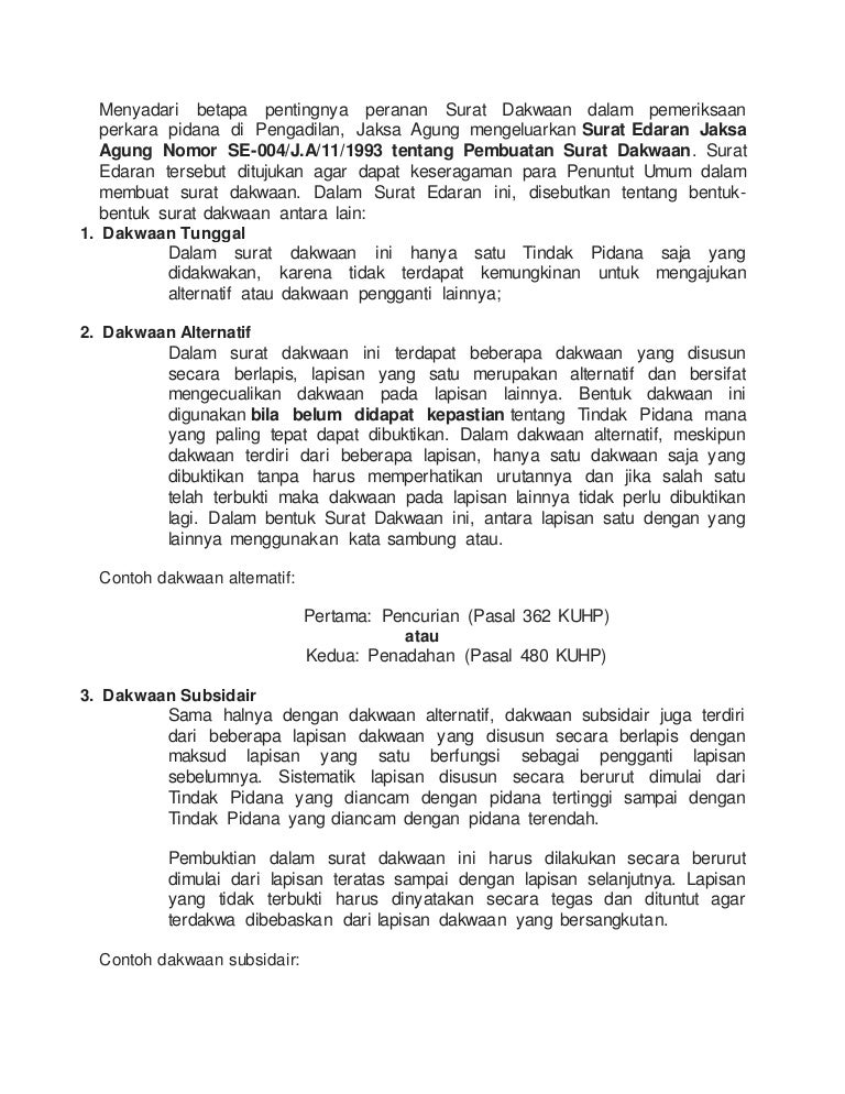 Detail Contoh Surat Dakwaan Kasus Pembunuhan Nomer 42