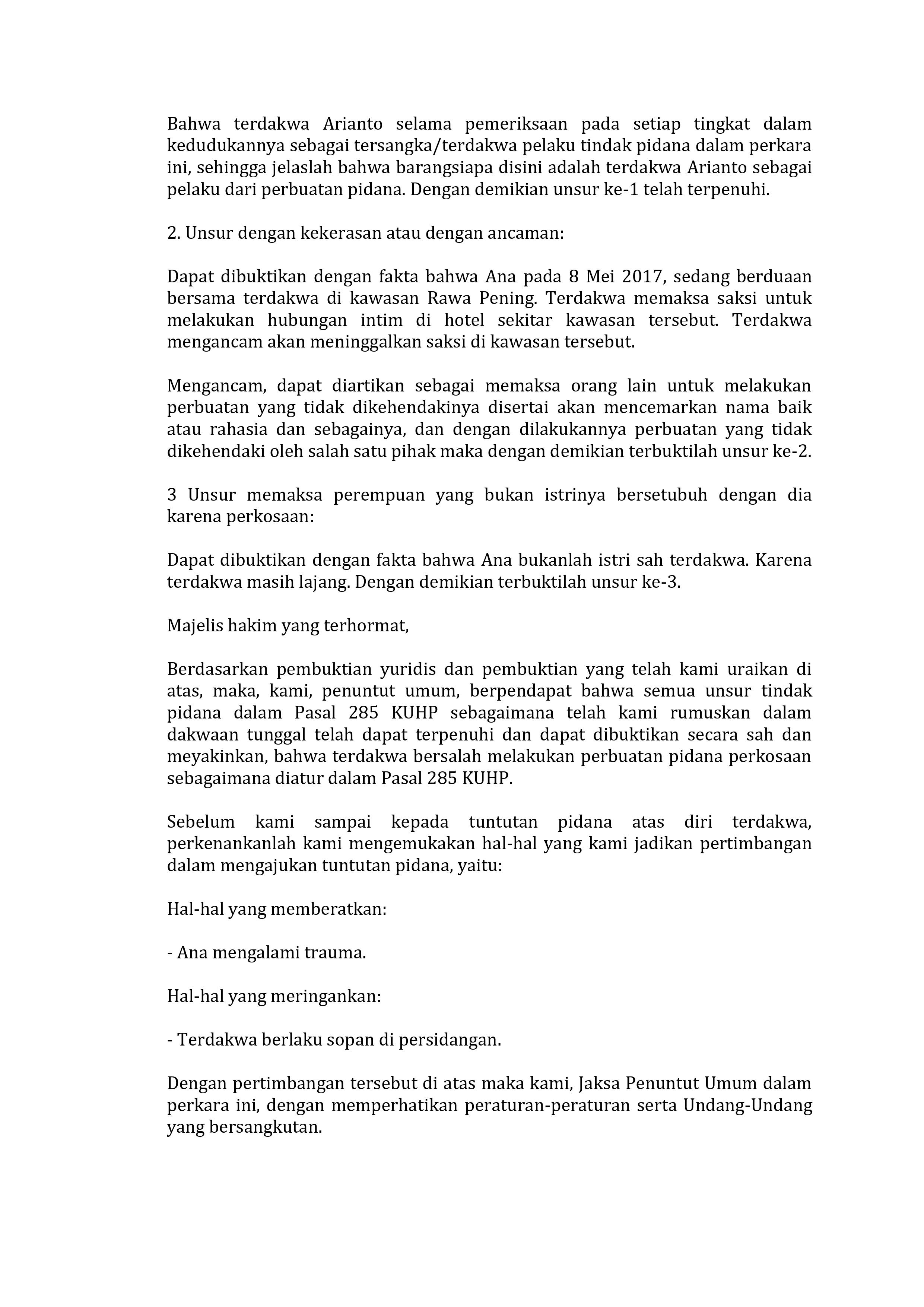 Detail Contoh Surat Dakwaan Tunggal Nomer 41