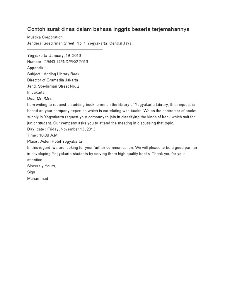 Detail Contoh Surat Dalam B Inggris Nomer 45