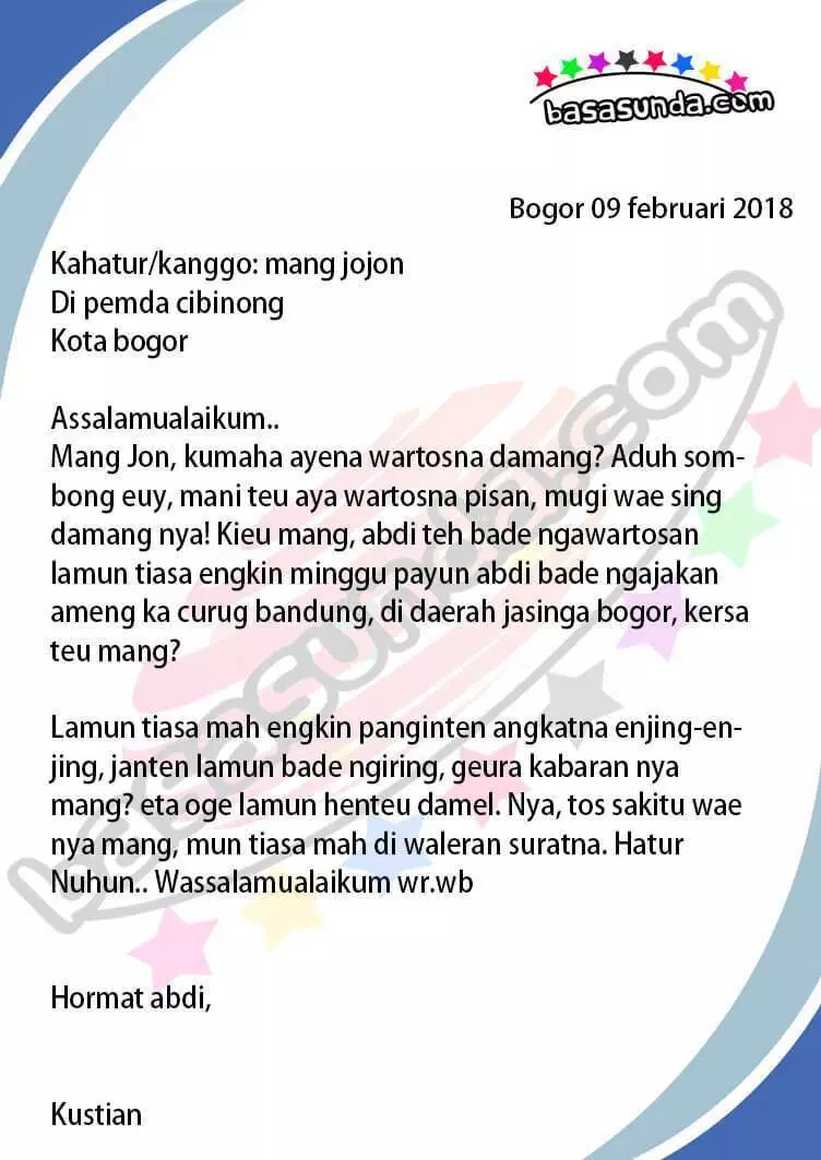 Detail Contoh Surat Dalam Bahasa Sunda Nomer 4