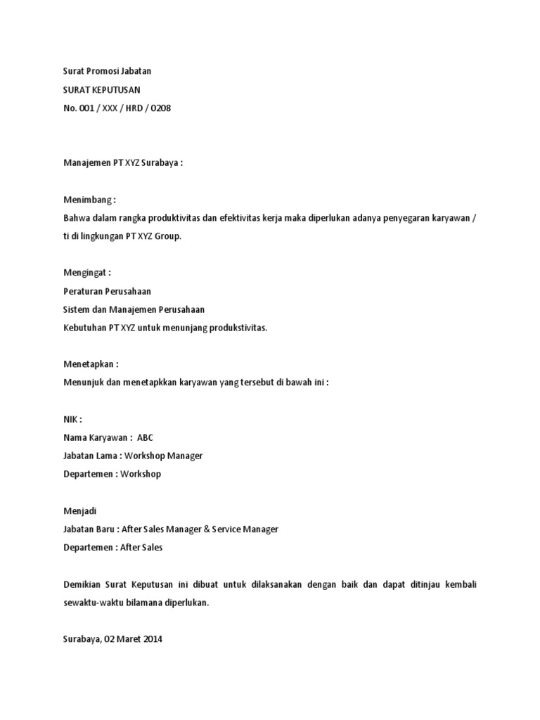 Detail Contoh Surat Demosi Nomer 12