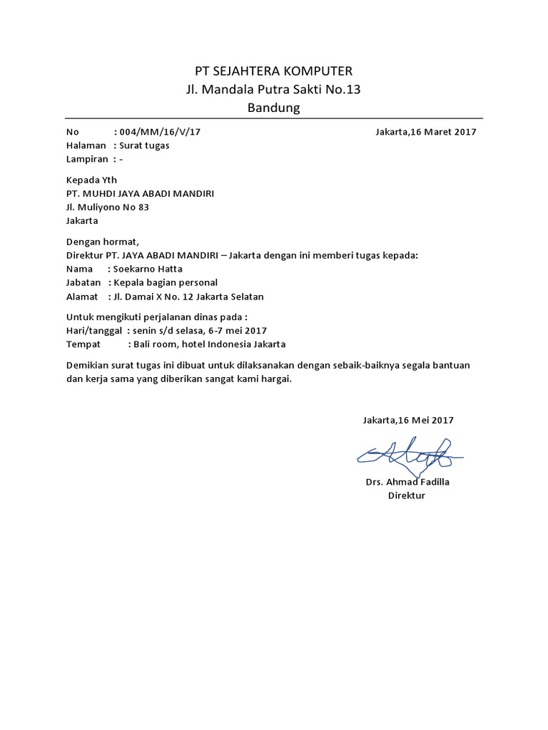 Download Contoh Surat Dinas Block Style Nomer 23