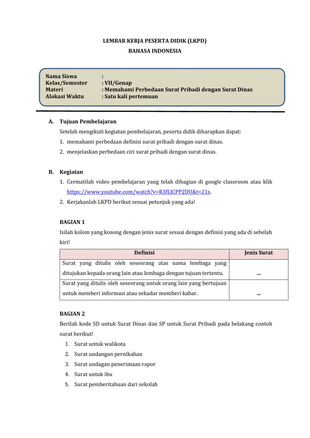 Detail Contoh Surat Dinas Dan Surat Pribadi Nomer 20