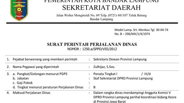 Detail Contoh Surat Dinas Luar Kota Nomer 27