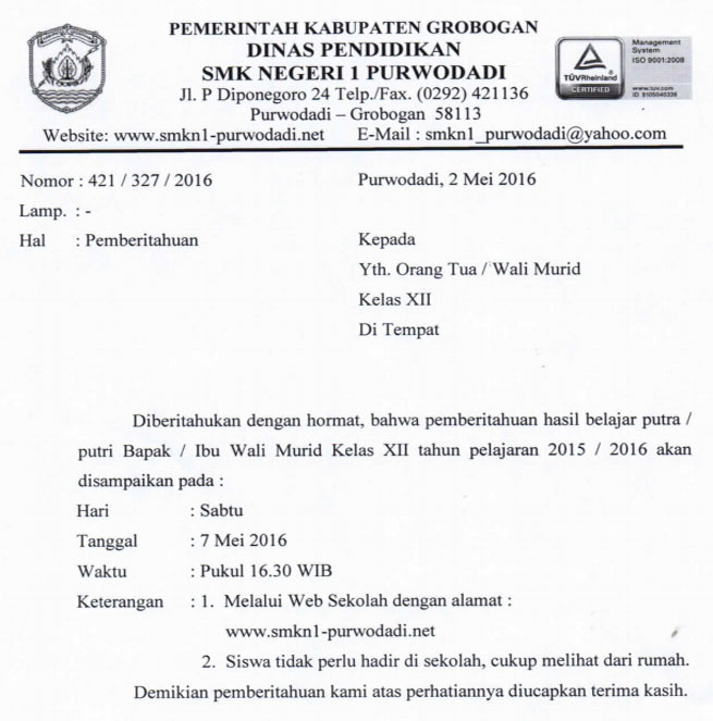 Detail Contoh Surat Dinas Sekolah Smp Kelas 7 Nomer 48