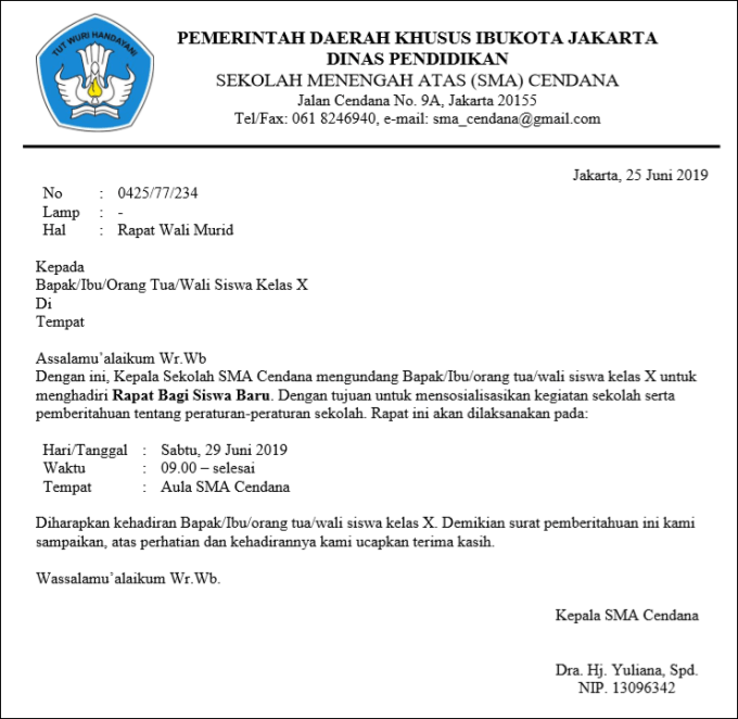 Detail Contoh Surat Dinas Undangan Rapat Osis Nomer 44