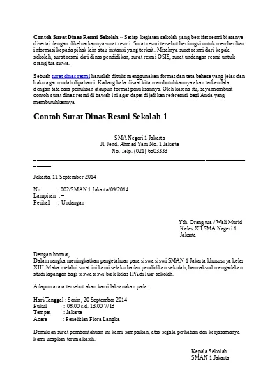 Detail Contoh Surat Dinas Yang Berkenaan Dengan Kegiatan Sekolah Nomer 15