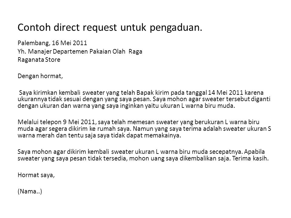 Contoh Surat Direct Request - KibrisPDR