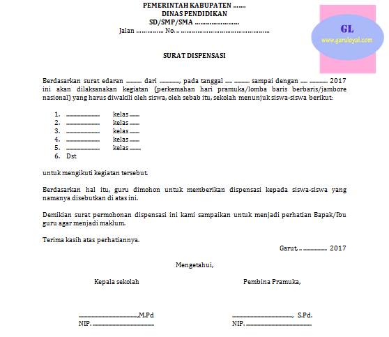 Download Contoh Surat Dispensasi Kegiatan Nomer 24