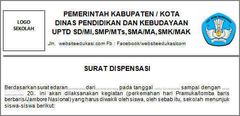 Detail Contoh Surat Dispensasi Siswa Mengikuti Kegiatan Nomer 33