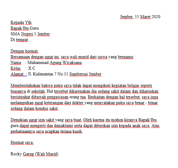 Detail Contoh Surat Dispensasi Tidak Masuk Sekolah Nomer 45