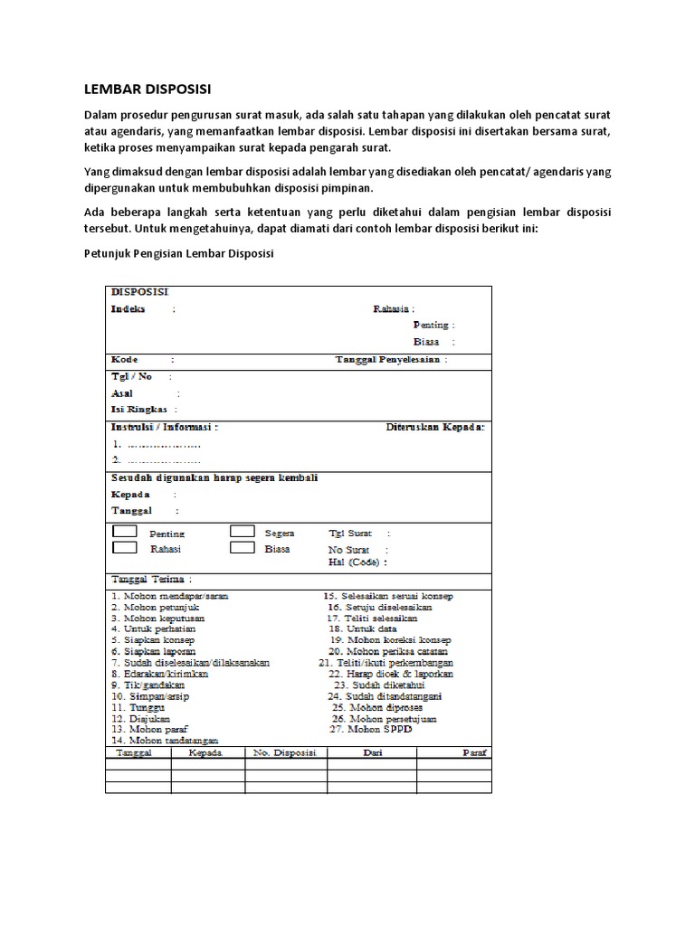 Detail Contoh Surat Disposisi Nomer 36