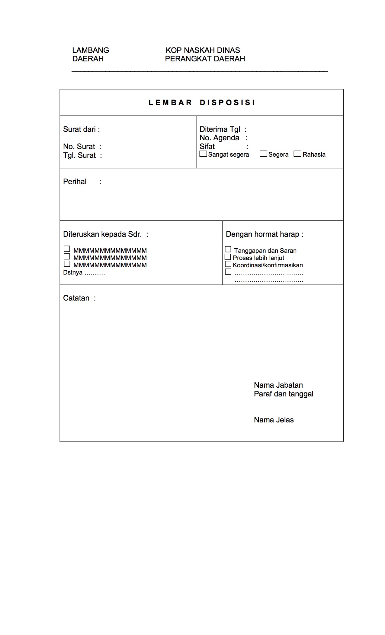 Detail Contoh Surat Disposisi Nomer 6