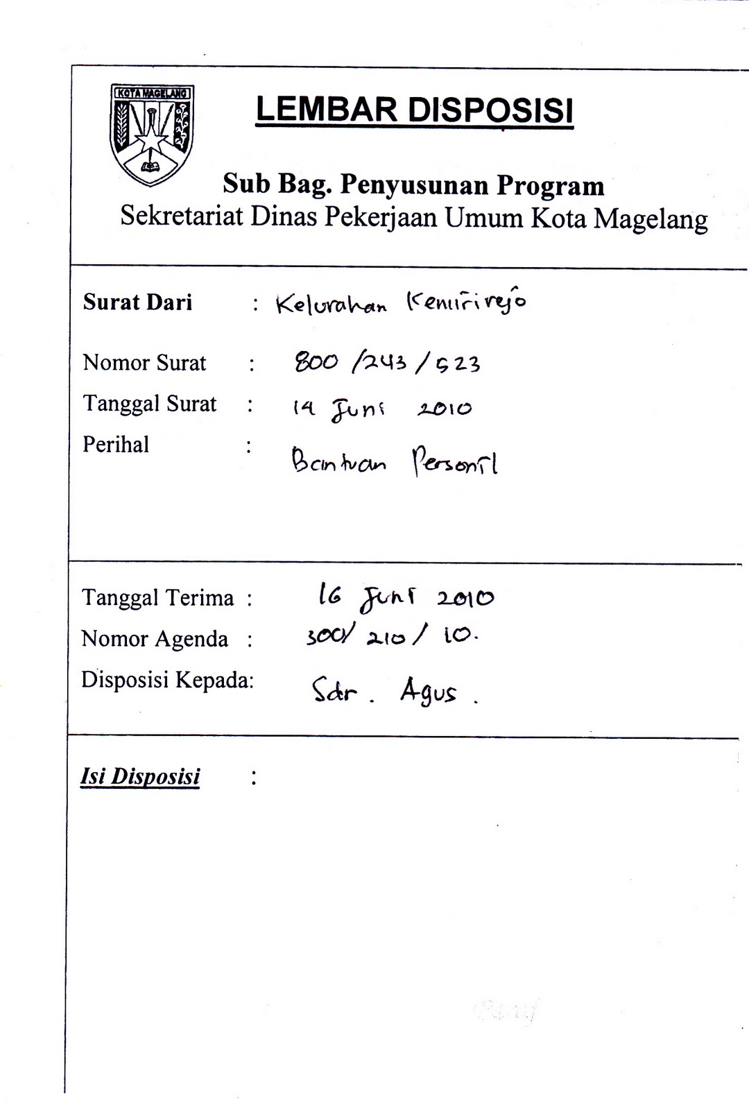 Detail Contoh Surat Disposisi Nomer 7