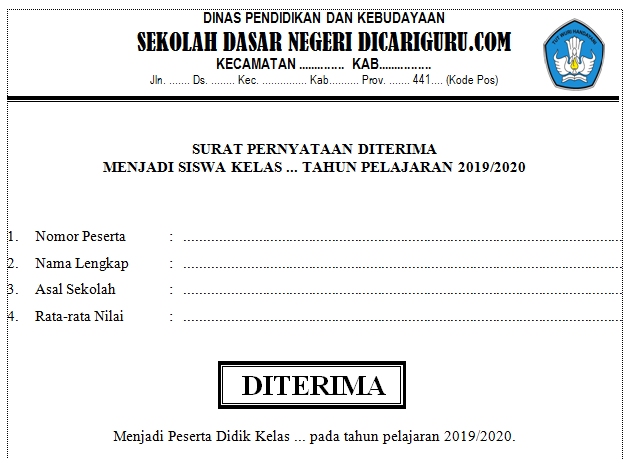 Detail Contoh Surat Diterima Di Sekolah Nomer 45