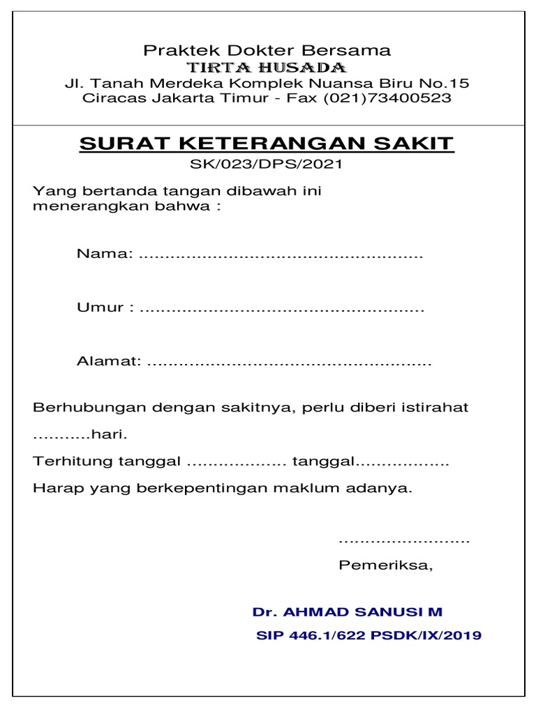 Detail Contoh Surat Dokter Nomer 26