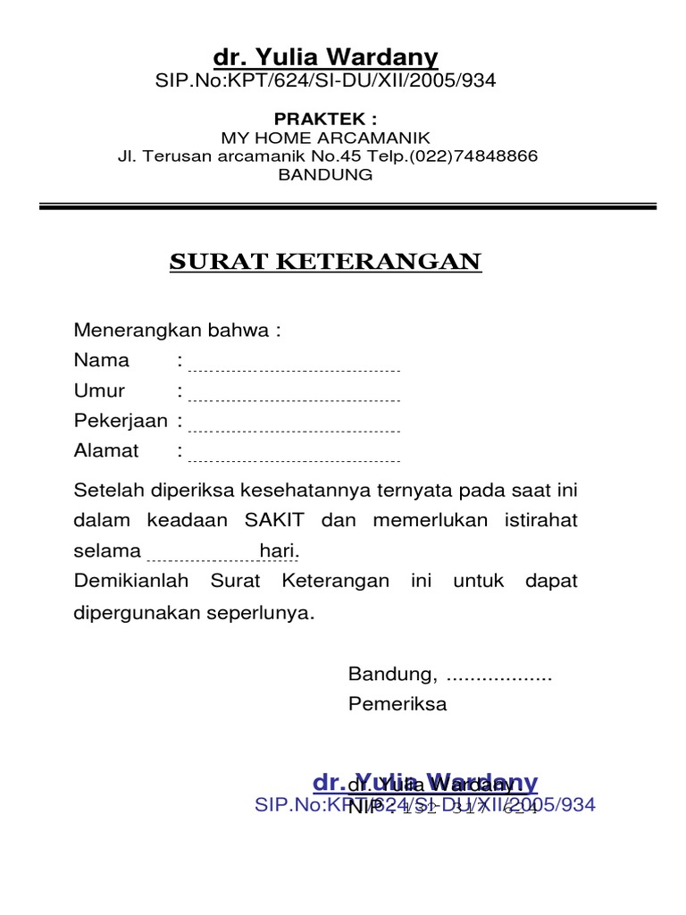 Detail Contoh Surat Dokter Bandung Nomer 13